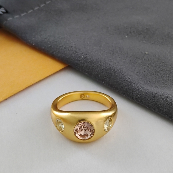 NWOT Julie Vos Elegant Gold Ring with Pink and Yellow Stones - Picture 5 of 8